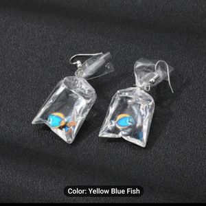 NWT yellow & blue fish Acrylic earrings.
